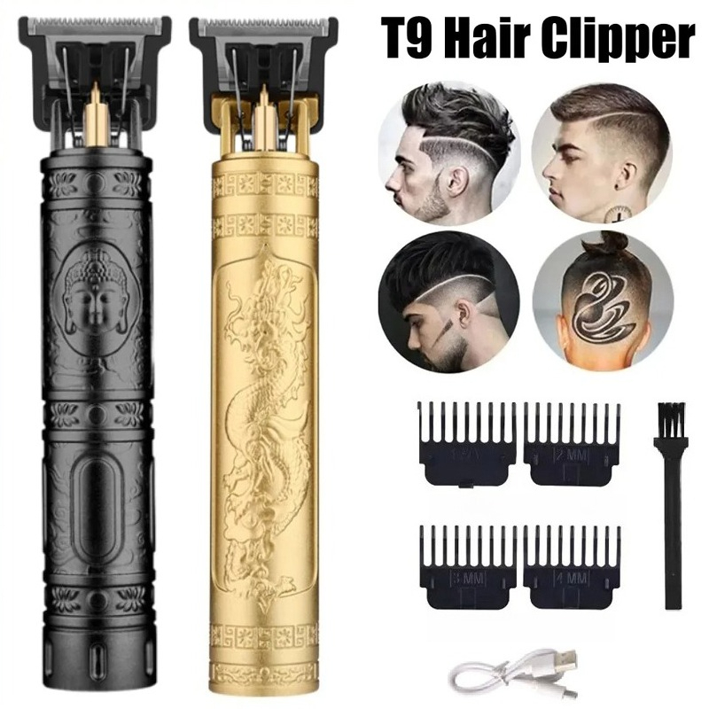 Beard Trimmer Cordless - T9 ヘアクリッパー 4 ガイドコーム付き クリーニングブラシ USB