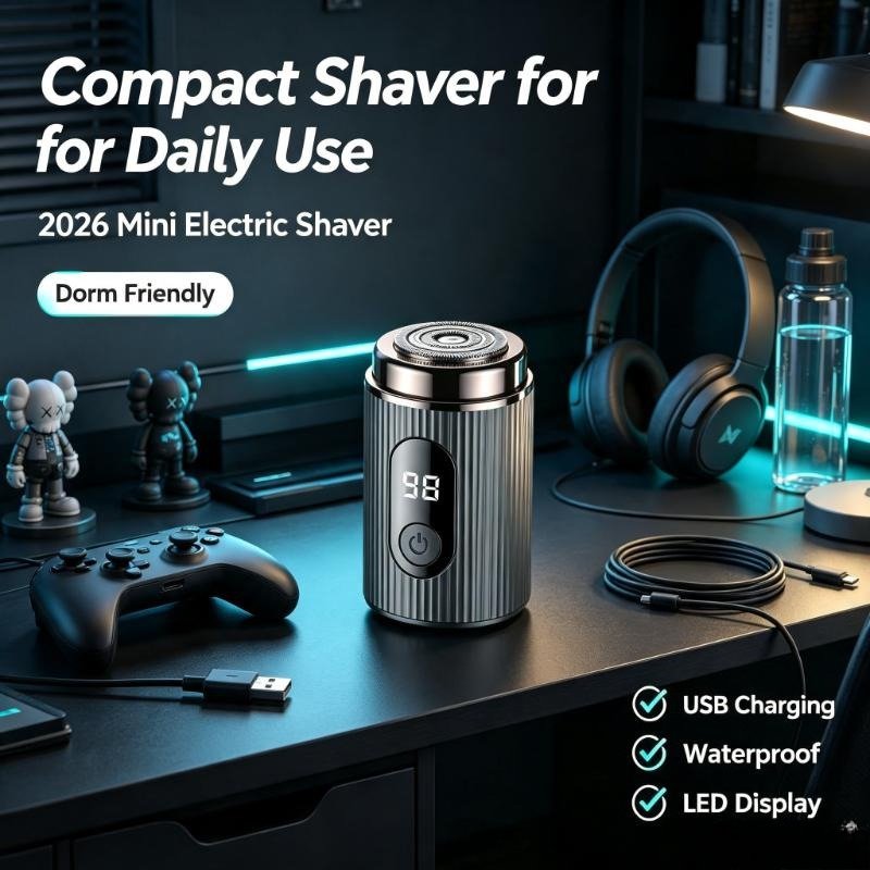 Men'S Grooming Razor Kit - 2026 ミニ電動シェーバー ポータブル 充電式 防水 コンパクト