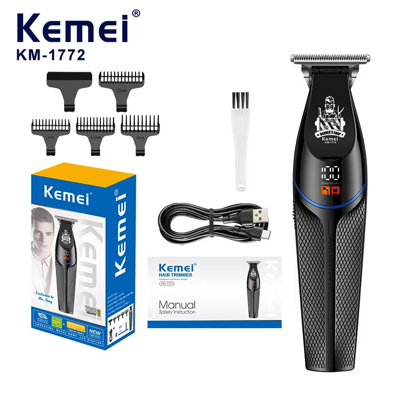 Beard Trimmer Cordless - Kemei KM-1772 7000 RPM ヘアクリッパー プロ仕様バリカン
