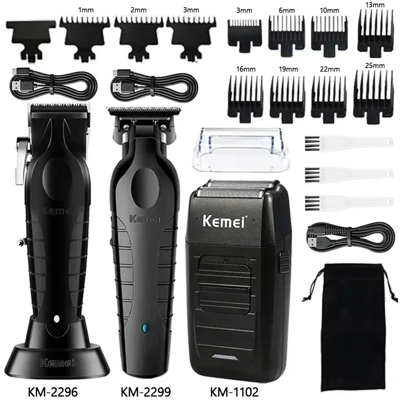 Beard Trimmer Cordless - Kemei バリカンキット KM-2296 KM-2299 KM-1102 メンズ電動ヘアトリマーマシンプロフェッショナルヘアカットマシンクリッパー