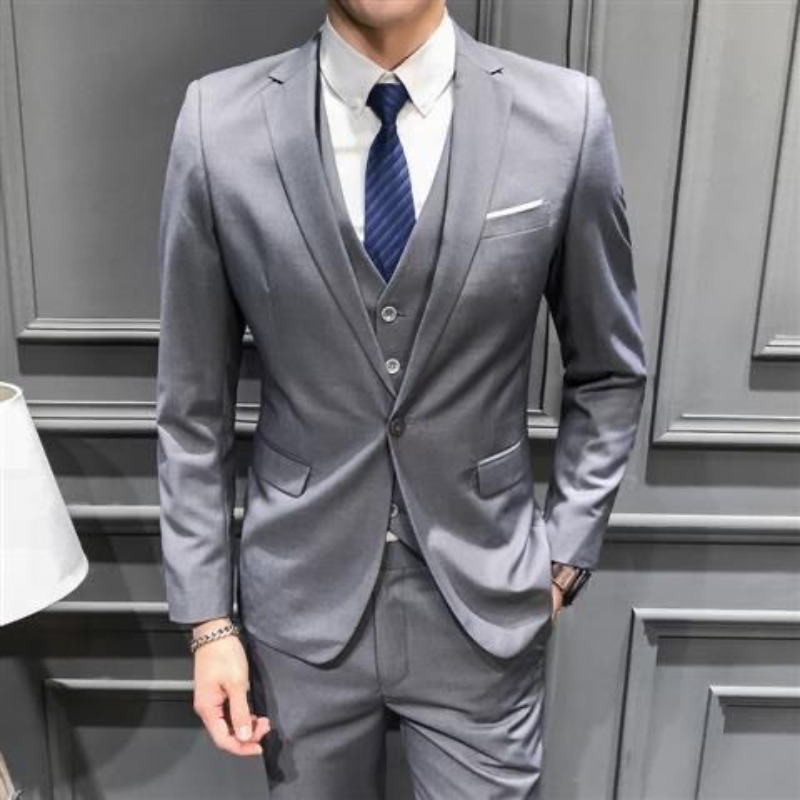 Men'S Grooming And Style - メンズスーツ 3ピースセット スリムフィット 韓国風 ベストマン 新郎