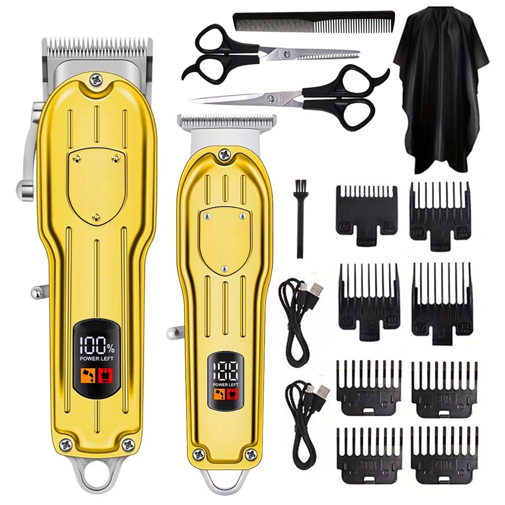 Men'S Grooming Guide - デジタルディスプレイ付きプロ仕様コードレスバリカンセット、T字型トリマー＆バリカン＆ガイドコーム、男性用ヘアグルーミング、理髪店レベルの自宅でのヘアカット、男性へのギフト