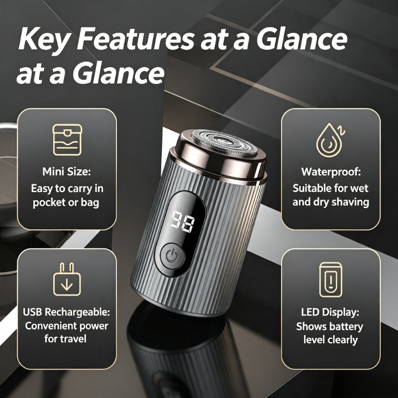 2026 ミニ電動シェーバー ポータブル 充電式 防水 コン - Men'S Grooming Razor Kit のレビューと価格