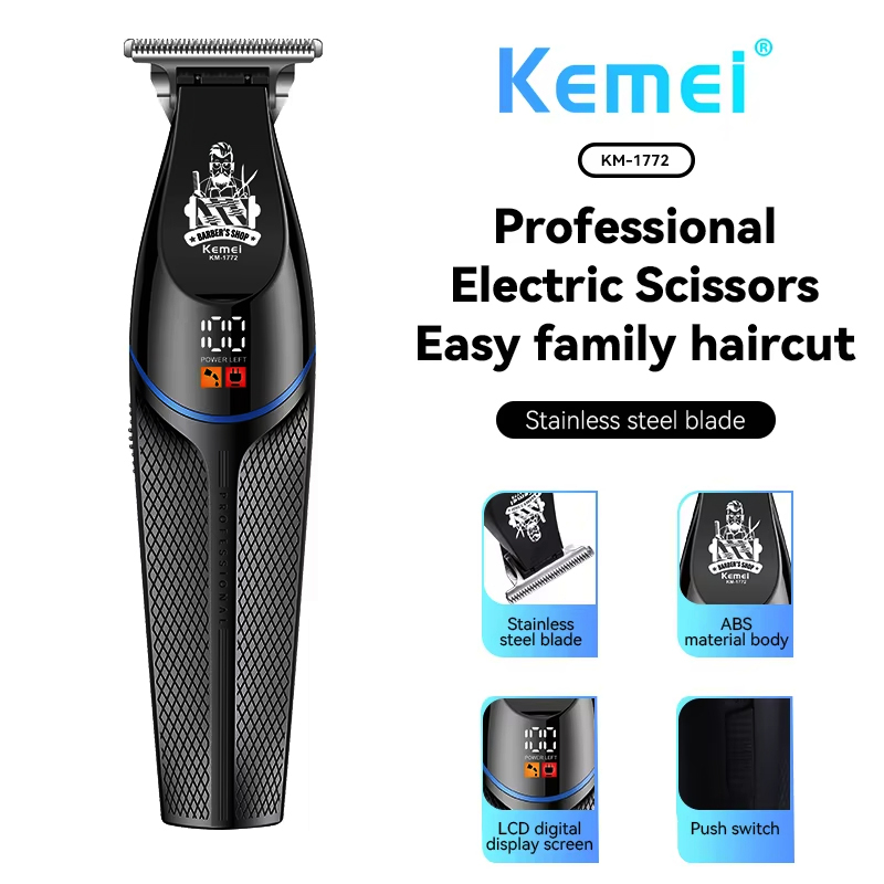 Kemei KM-1772 7000 RPM ヘアクリッパー - Beard Trimmer Cordless のレビューと価格